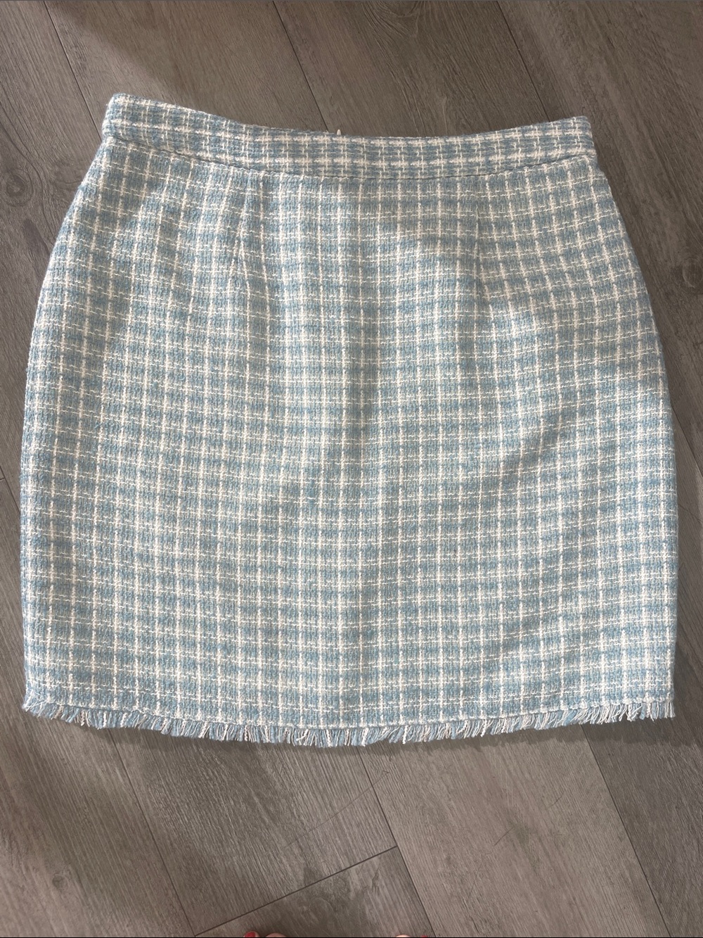 Preston & York Light Blue and White Tweed Pencil Skirt